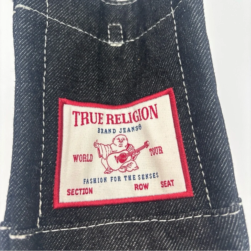 True Religion Black Denim‎ Tote with Red Patch